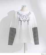 ロゴボーダー長袖レイヤードカットソー