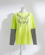 ロゴボーダー長袖レイヤードカットソー