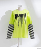 ロゴボーダー長袖レイヤードカットソー