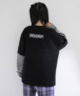 ロゴボーダー長袖レイヤードカットソー
