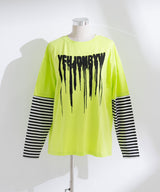 ロゴボーダー長袖レイヤードカットソー