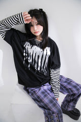 ロゴボーダー長袖レイヤードカットソー