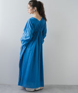 前後2wayドロストシャーリングロングワンピース