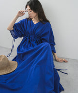 前後2wayドロストシャーリングロングワンピース