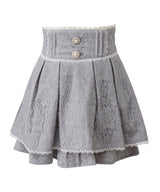 レース重ねパールビジューフレアスカート