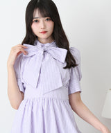 コットンバルーンボウタイリボンワンピース