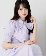 コットンバルーンボウタイリボンワンピース