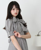 コットンバルーンボウタイリボンワンピース