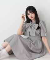 コットンバルーンボウタイリボンワンピース