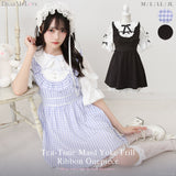 お茶会メイドヨークフリルリボンワンピース