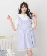 お茶会メイドヨークフリルリボンワンピース