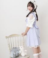 お茶会メイドヨークフリルリボンワンピース