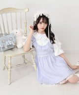 お茶会メイドヨークフリルリボンワンピース
