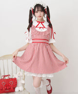 お茶会メイドヨークフリルリボンワンピース