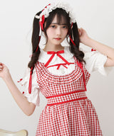 お茶会メイドヨークフリルリボンワンピース