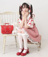 お茶会メイドヨークフリルリボンワンピース