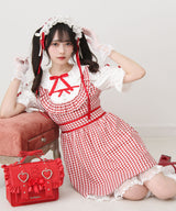 お茶会メイドヨークフリルリボンワンピース