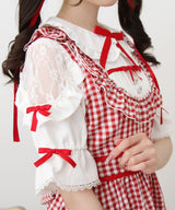 お茶会メイドヨークフリルリボンワンピース