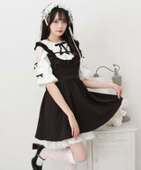 お茶会メイドヨークフリルリボンワンピース