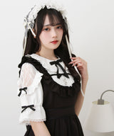 お茶会メイドヨークフリルリボンワンピース