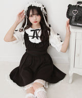 お茶会メイドヨークフリルリボンワンピース