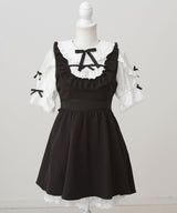 お茶会メイドヨークフリルリボンワンピース