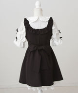 お茶会メイドヨークフリルリボンワンピース