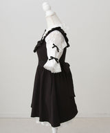 お茶会メイドヨークフリルリボンワンピース