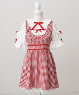 お茶会メイドヨークフリルリボンワンピース