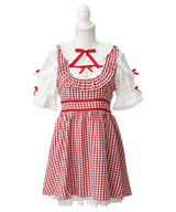 お茶会メイドヨークフリルリボンワンピース