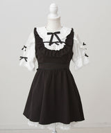 お茶会メイドヨークフリルリボンワンピース