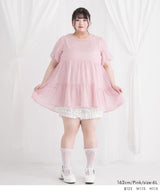 【4L-6L】シアードットチュニックティアードワンピース