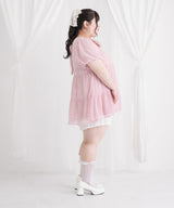 【4L-6L】シアードットチュニックティアードワンピース