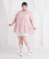 【4L-6L】シアードットチュニックティアードワンピース