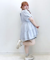 【4L-6L】シアードットチュニックティアードワンピース