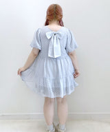 【4L-6L】シアードットチュニックティアードワンピース