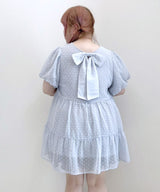 【4L-6L】シアードットチュニックティアードワンピース