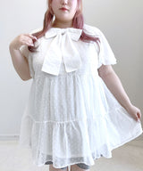【4L-6L】シアードットチュニックティアードワンピース