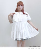 【4L-6L】シアードットチュニックティアードワンピース