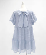【4L-6L】シアードットチュニックティアードワンピース