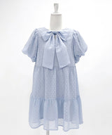 【4L-6L】シアードットチュニックティアードワンピース