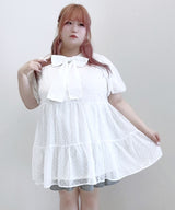 【4L-6L】シアードットチュニックティアードワンピース