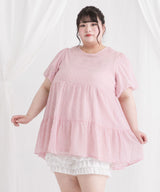 【4L-6L】シアードットチュニックティアードワンピース