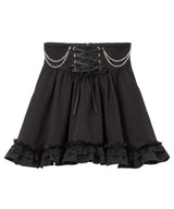 チェーンレースアップクモレースフリルスカート