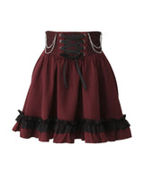 チェーンレースアップクモレースフリルスカート