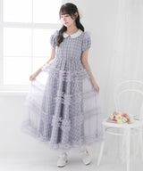 チュールドッキングフリルワンピース【大きいサイズ有り】