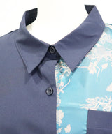 インパクト柄配色肩ジップ開き半袖シャツトップス