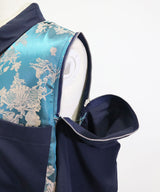 インパクト柄配色肩ジップ開き半袖シャツトップス