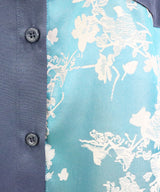 インパクト柄配色肩ジップ開き半袖シャツトップス