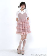 チュールフリルドールティアードチュニックキャミワンピース【大きいサイズ有り】